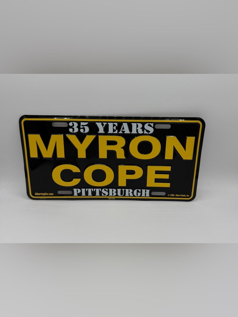 Myron Cope Pittsburgh 35 Years Yellow & Black License Plate